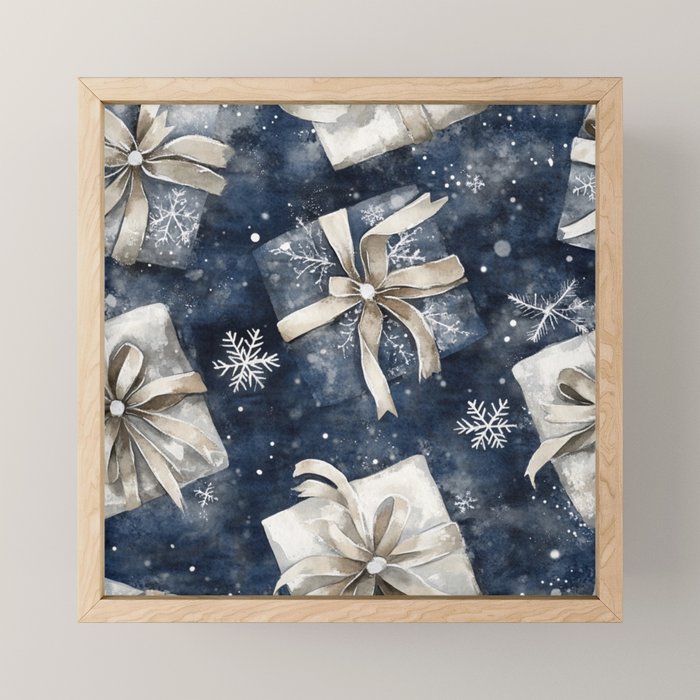 Christmas Winter Gifts Presents Watercolor Illustration Mini Art Print Gallery Image 1