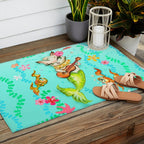 Mermaid Cat with Ukulele Outdoor Rug Gallery Image 2
