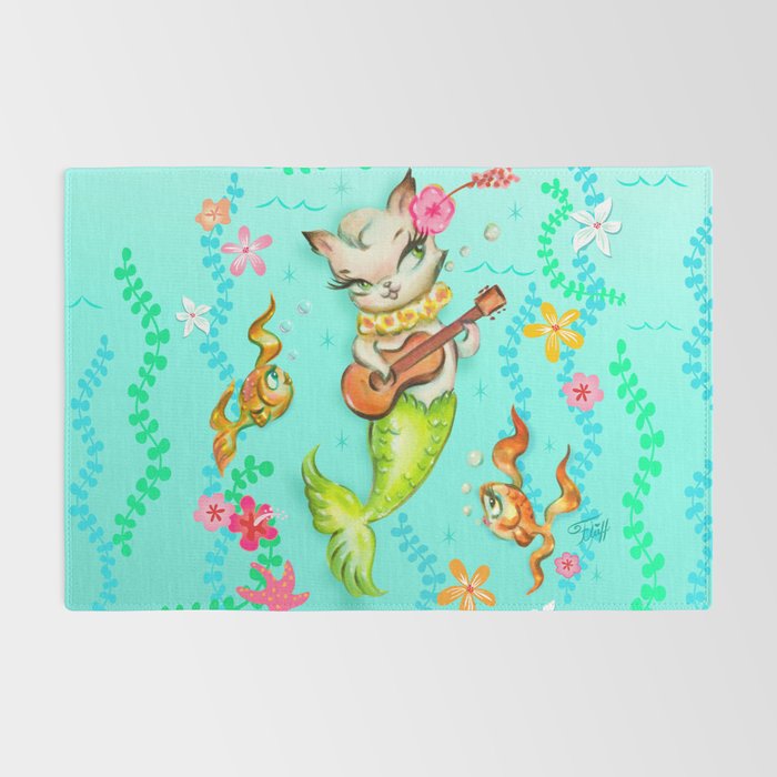 Mermaid Cat with Ukulele Rug Gallery Image 2