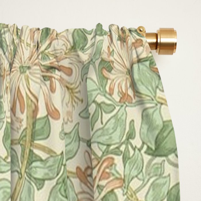 William Morris Vintage Honeysuckle Artichoke Plaster Pink Green Floral Window Curtain Gallery Image 2