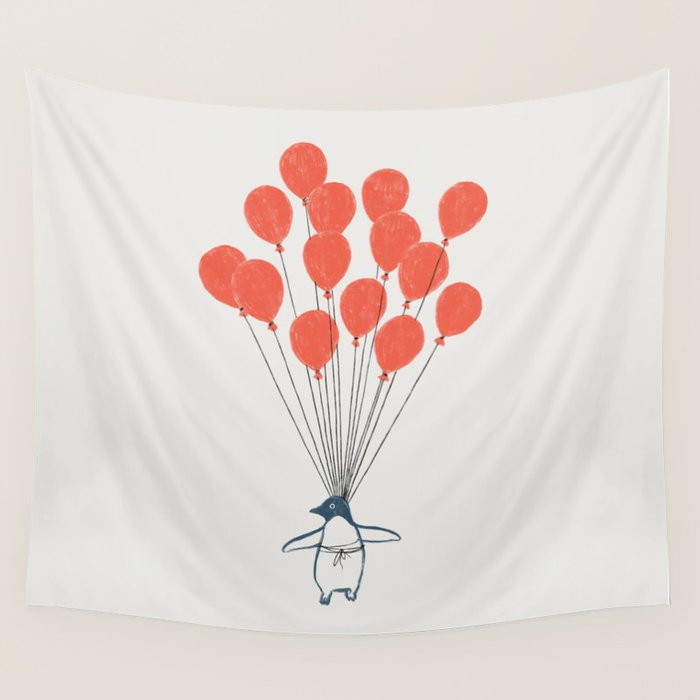 Penguin Balloons Wall Tapestry Gallery Image 4