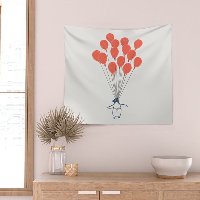 Penguin Balloons Wall Tapestry Gallery Image 2