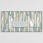 Colorful Stripes, Green and Beige, Abstract Art Desk Mat Gallery Image 1