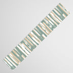 Colorful Stripes, Green and Beige, Abstract Art Table Runner Gallery Image 3