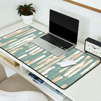 Colorful Stripes, Green and Beige, Abstract Art Desk Mat Gallery Image 2