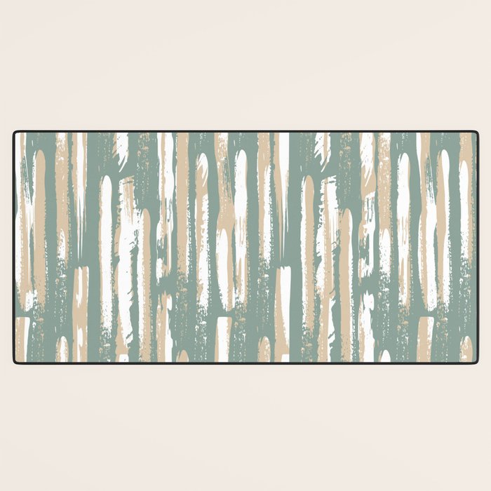 Colorful Stripes, Green and Beige, Abstract Art Desk Mat Gallery Image 3
