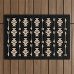 Southwestern Arrow Pattern 233 Black and Beige Outdoor Rug Gallery Image 1