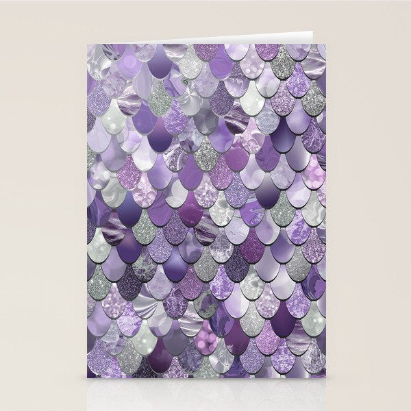 Mermaid Purple and Silver Stationery Card Gallery Image 1