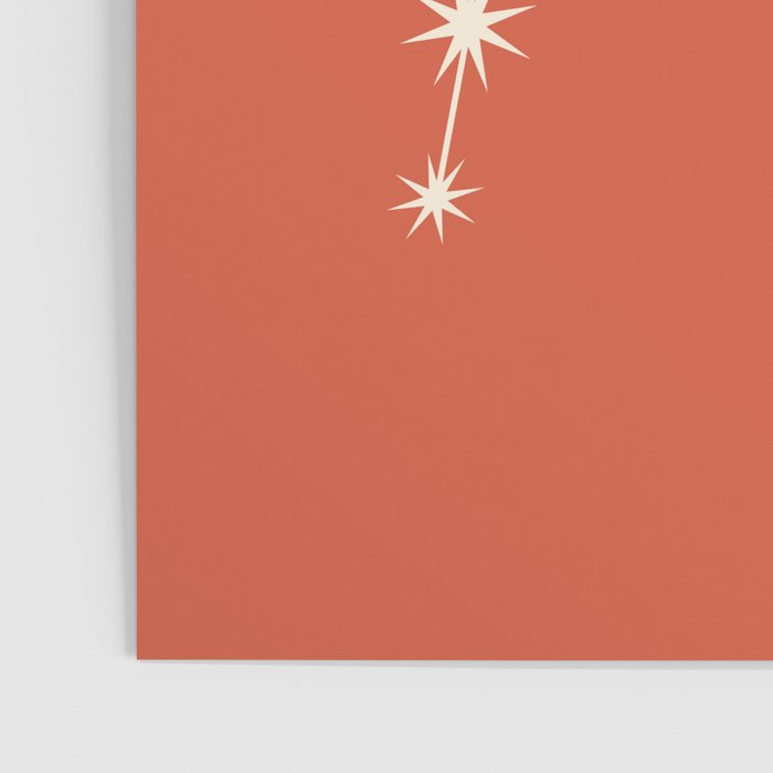 Aquarius Zodiac Star Constellation Line Art Coral Red Poster Gallery Image 3
