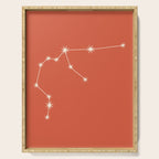 Aquarius Zodiac Star Constellation Line Art Coral Red Serving Tray Gallery Image 1