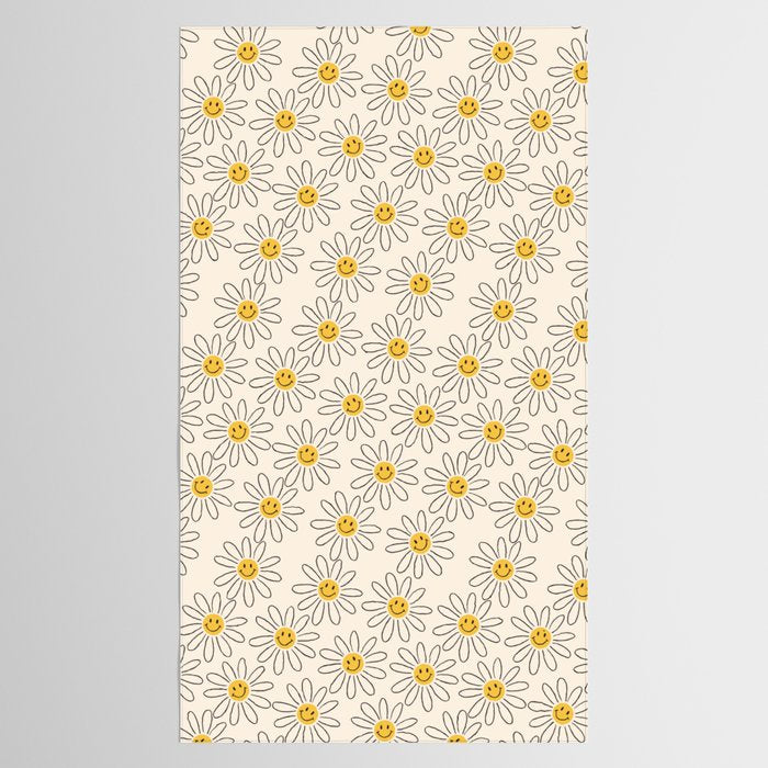 Smiley face 70s Daisy  Tablecloth Gallery Image 2