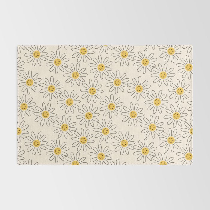 Smiley face 70s Daisy  Rug Gallery Image 2