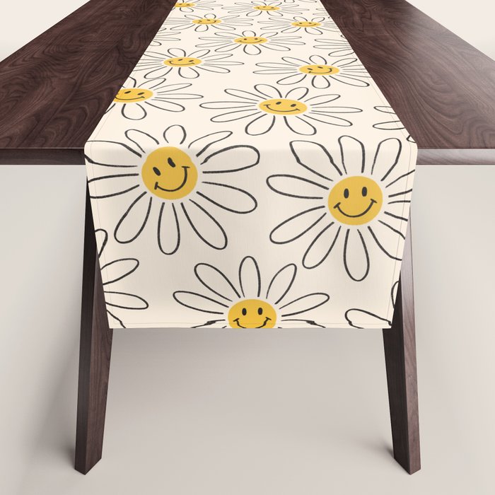 Smiley face 70s Daisy  Table Runner Gallery Image 1