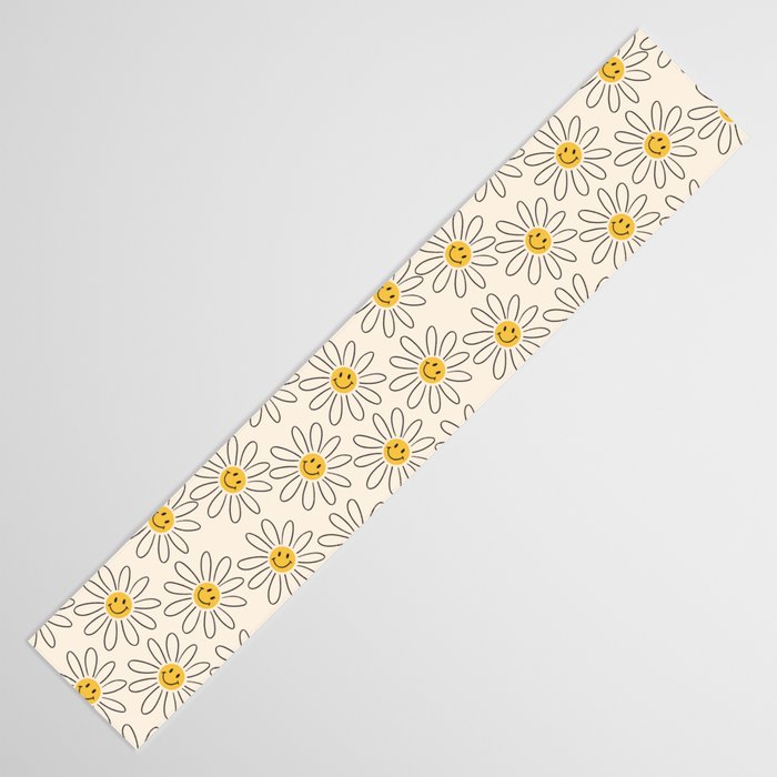 Smiley face 70s Daisy  Table Runner Gallery Image 3