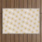 Smiley face 70s Daisy  Outdoor Rug Gallery Image 1