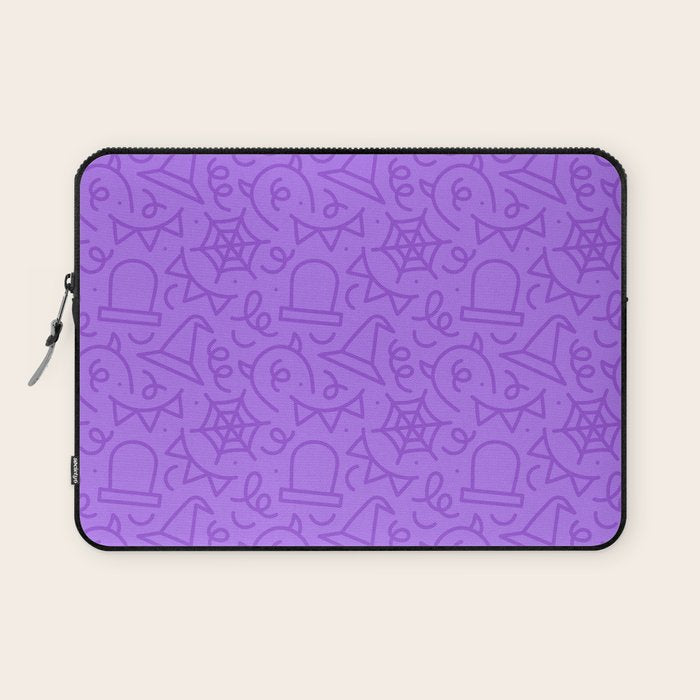 Fun halloween cartoon doodle art pattern Laptop Sleeve Gallery Image 1