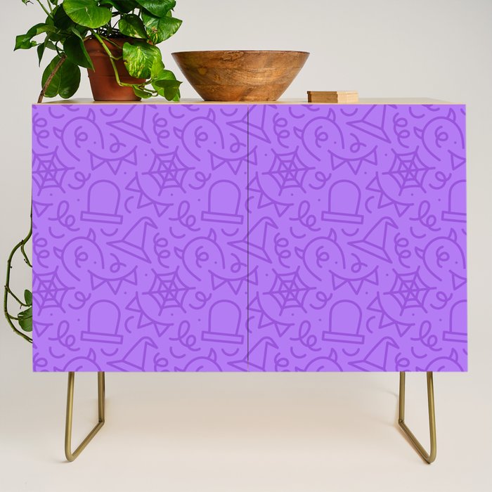 Fun halloween cartoon doodle art pattern Credenza Gallery Image 1