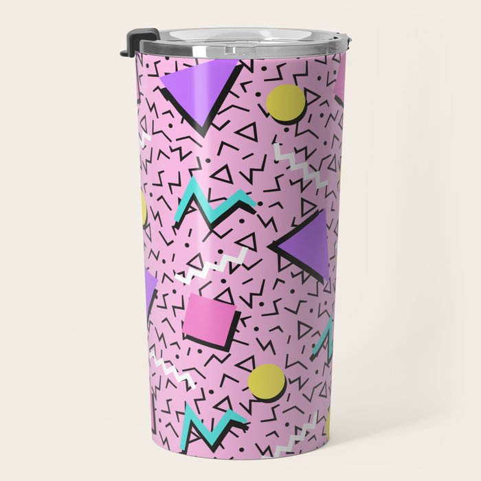 Memphis pattern 123 - 80s / 90s Retro Travel Mug Gallery Image 3