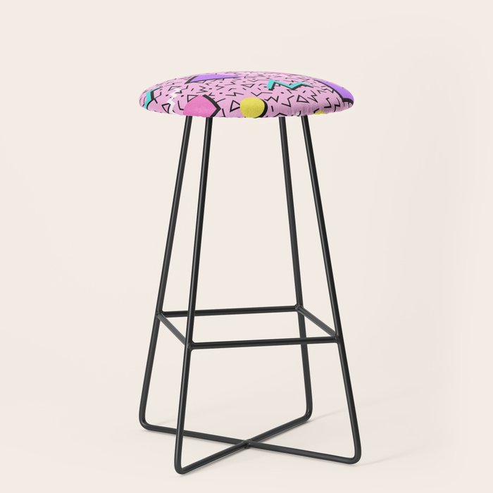 Memphis pattern 123 - 80s / 90s Retro Stool Gallery Image 1