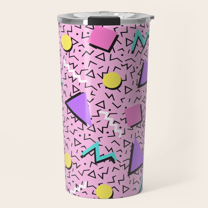 Memphis pattern 123 - 80s / 90s Retro Travel Mug Gallery Image 1