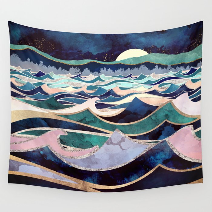 Moonlit Ocean Wall Tapestry Gallery Image 1