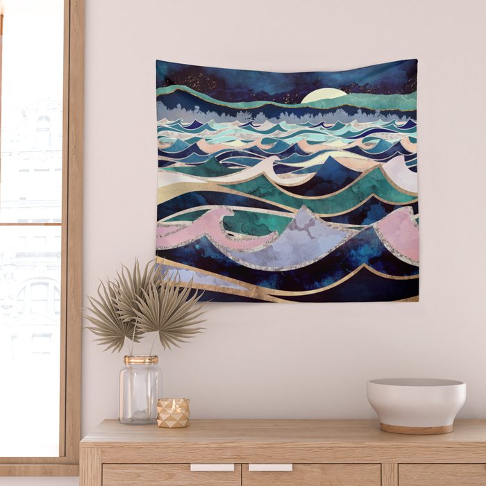 Moonlit Ocean Wall Tapestry Gallery Image 2