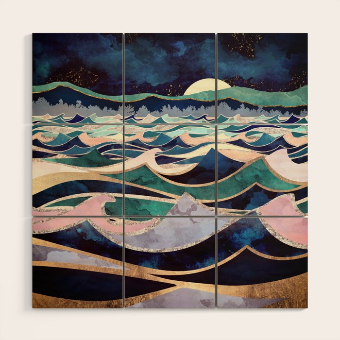 Moonlit Ocean Wood Wall Art Gallery Image 1