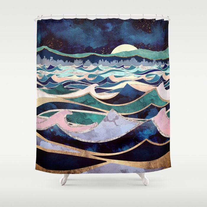 Moonlit Ocean Shower Curtain Gallery Image 1