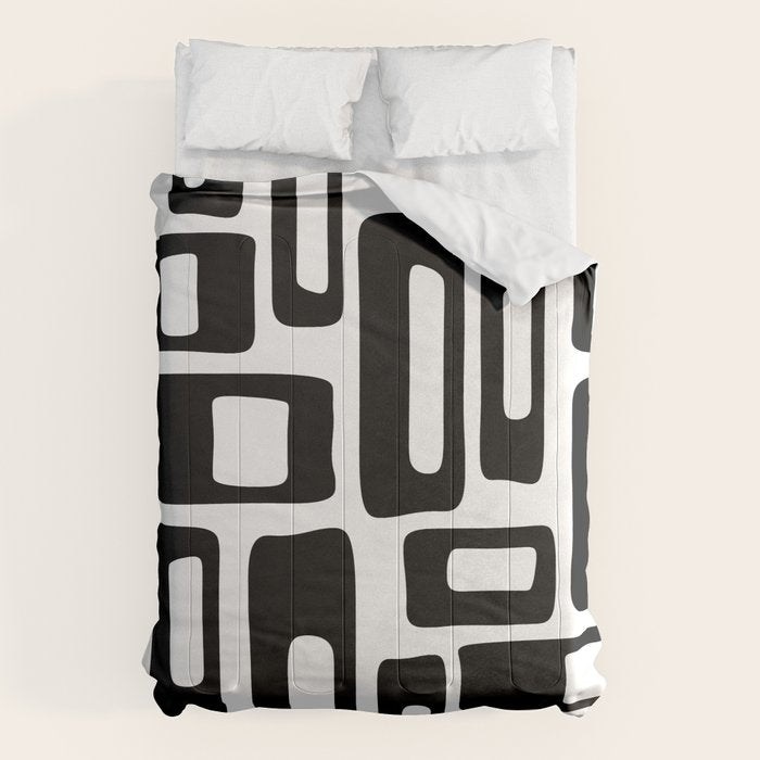 Retro Mid Century Modern Abstract Pattern 336 Black and White Comforter Gallery Image 6