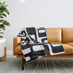 Retro Mid Century Modern Abstract Pattern 336 Black and White Throw Blanket Gallery Image 1