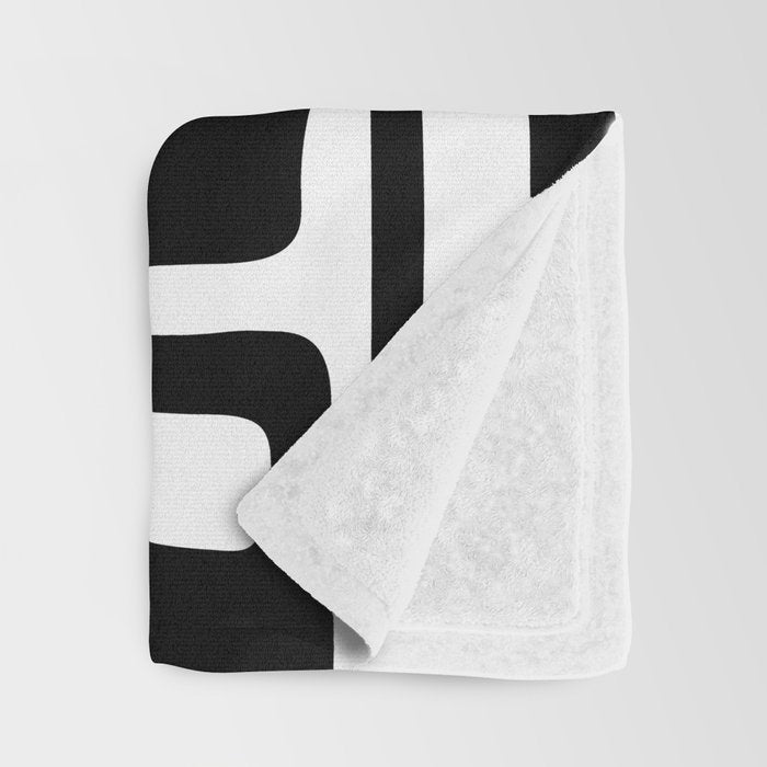 Retro Mid Century Modern Abstract Pattern 336 Black and White Throw Blanket Gallery Image 3
