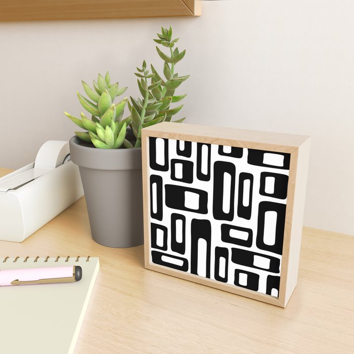 Retro Mid Century Modern Abstract Pattern 336 Black and White Mini Art Print Gallery Image 2