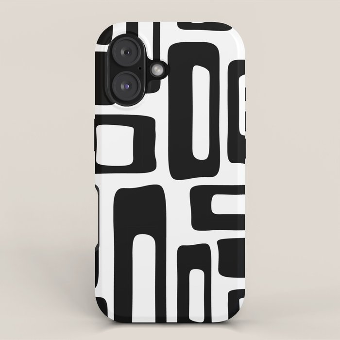 Retro Mid Century Modern Abstract Pattern 336 Black and White iPhone Case Gallery Image 1