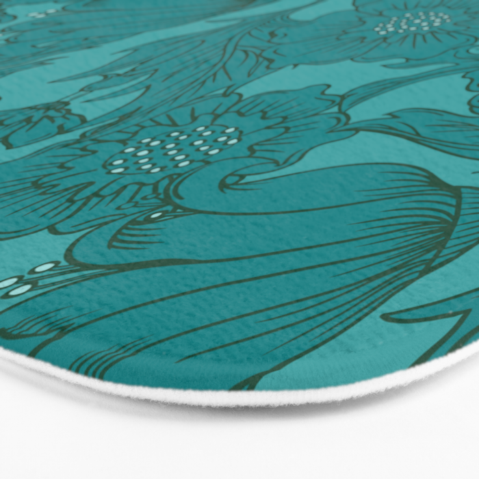 Teal Floral Flourish - Large Bath Mat Gallery Image 3