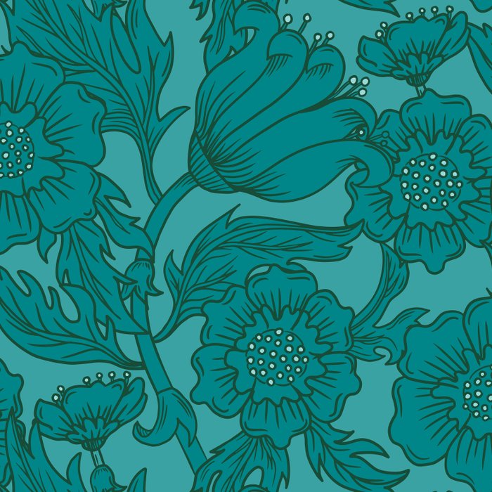 Teal Floral Flourish - Large Coffee Mug Gallery Image 2