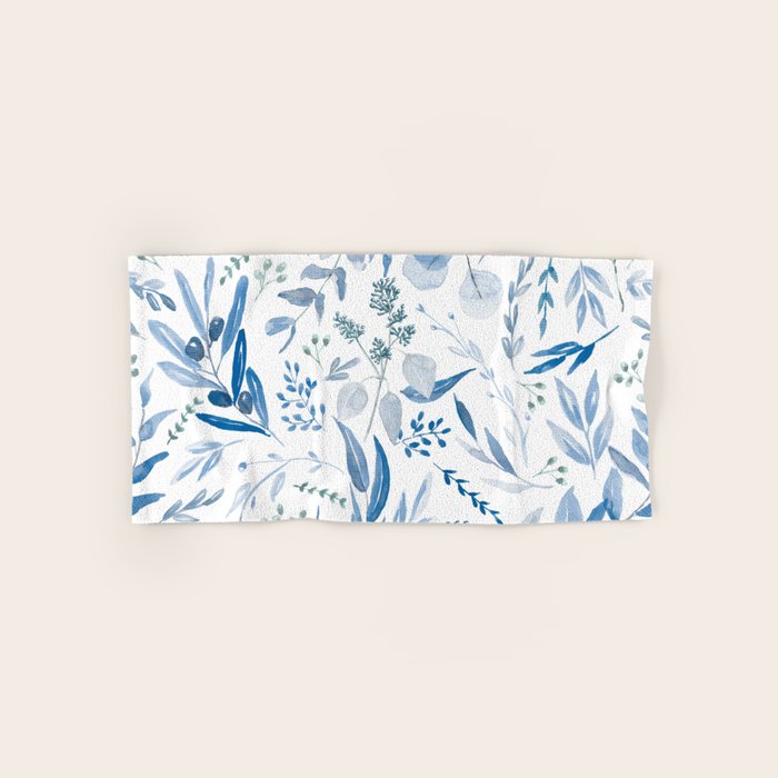 Blue Eucalyptus Pattern Bath Towel Gallery Image 1