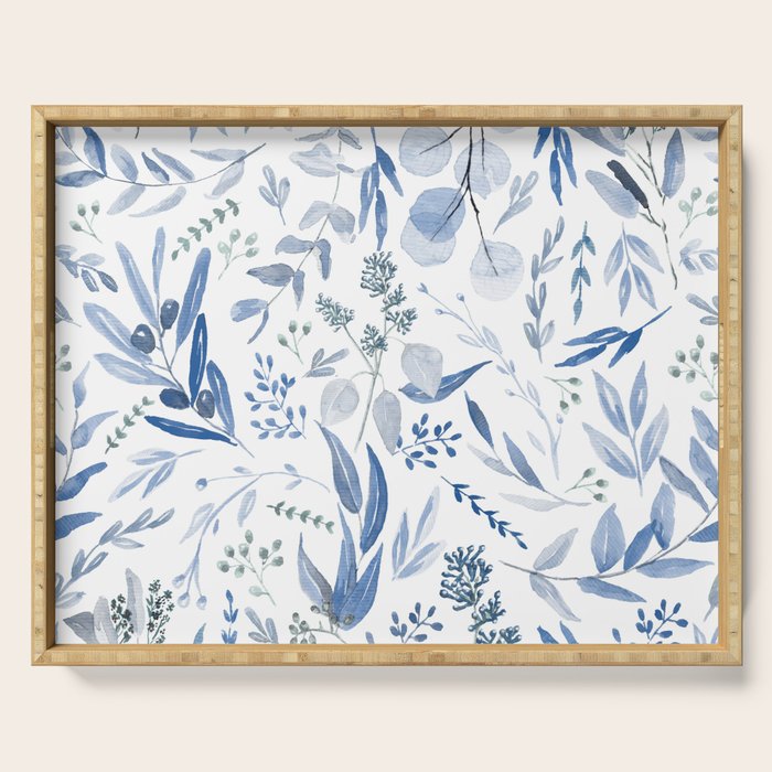 Blue Eucalyptus Pattern Serving Tray Gallery Image 1