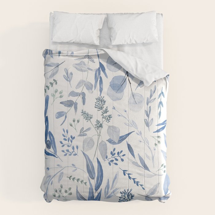Blue Eucalyptus Pattern Comforter Gallery Image 1