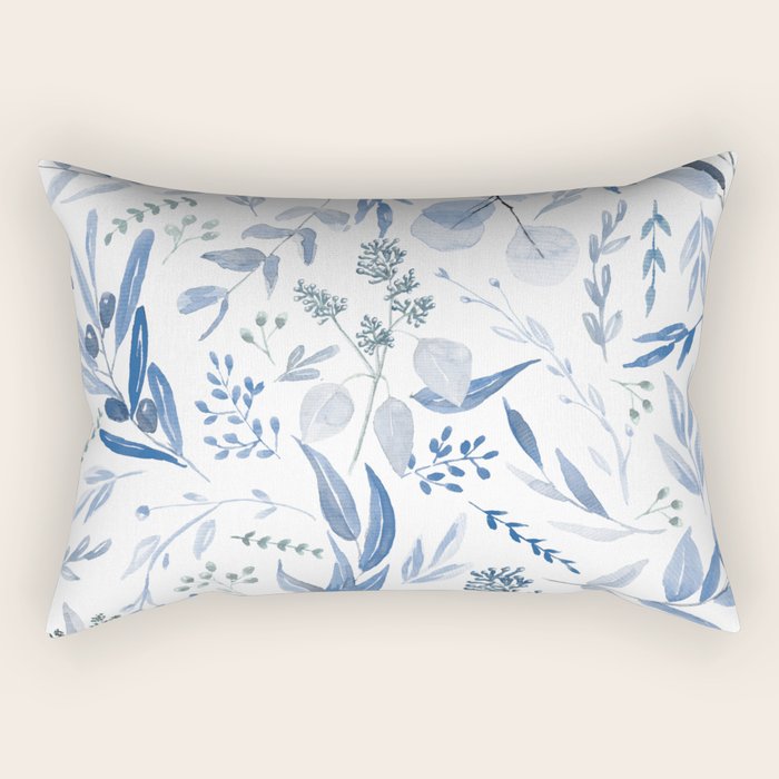 Blue Eucalyptus Pattern Rectangular Pillow Gallery Image 1