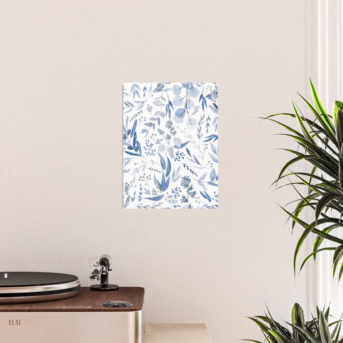 Blue Eucalyptus Pattern Poster Gallery Image 2