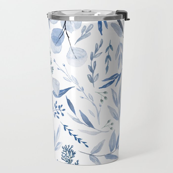 Blue Eucalyptus Pattern Travel Mug Gallery Image 2