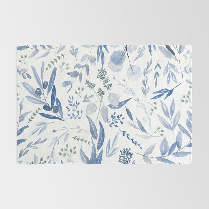 Blue Eucalyptus Pattern Rug Gallery Image 2