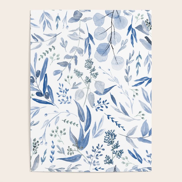 Blue Eucalyptus Pattern Poster Gallery Image 4