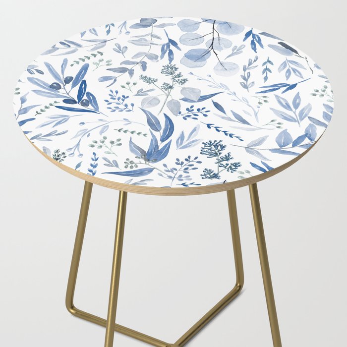 Blue Eucalyptus Pattern Side Table Gallery Image 2