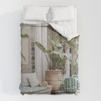 Moroccan Riad In Marrakech Photo | Arabic Interior Design Art Print | Green Tropical Travel Photography Comforter Gallery Image 6