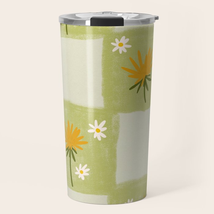 Dandelion Checkerboard Travel Mug Gallery Image 1