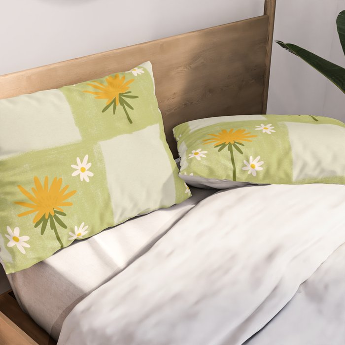 Dandelion Checkerboard Pillow Sham Gallery Image 2