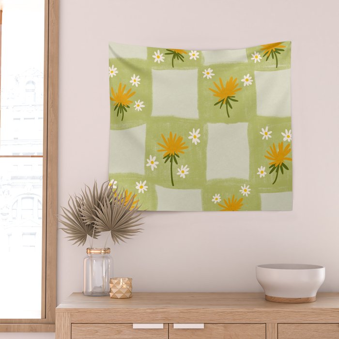 Dandelion Checkerboard Wall Tapestry Gallery Image 2