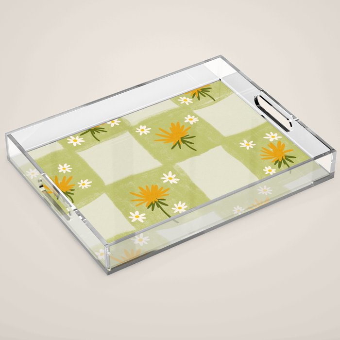 Dandelion Checkerboard Acrylic Tray Gallery Image 1
