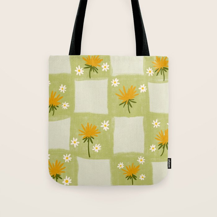 Dandelion Checkerboard Tote Bag Gallery Image 1